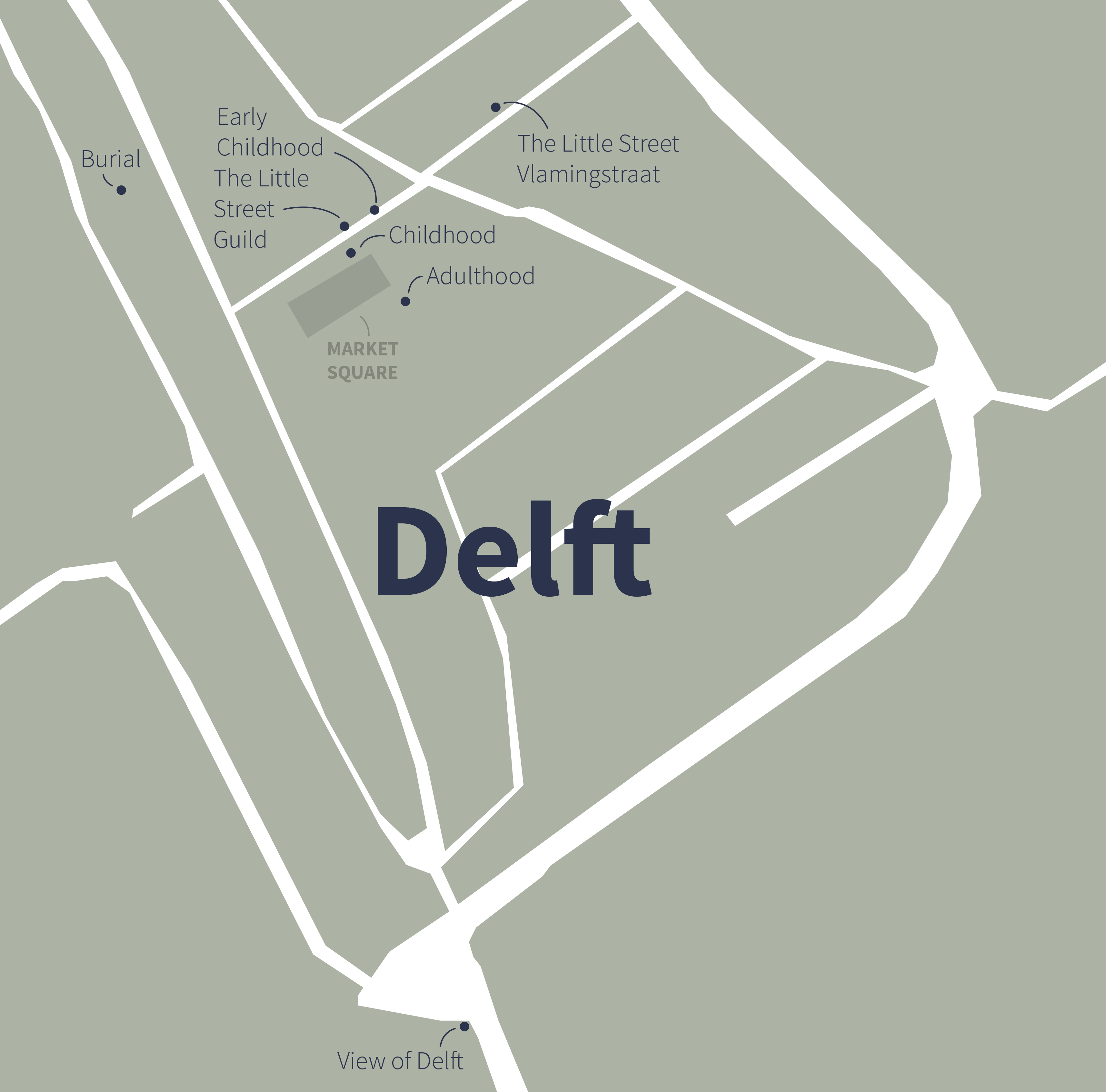 Map of Vermeer spots in Delft